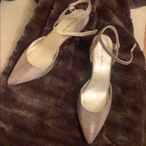 Tan and Light Brown snakeskin Badolino Heels